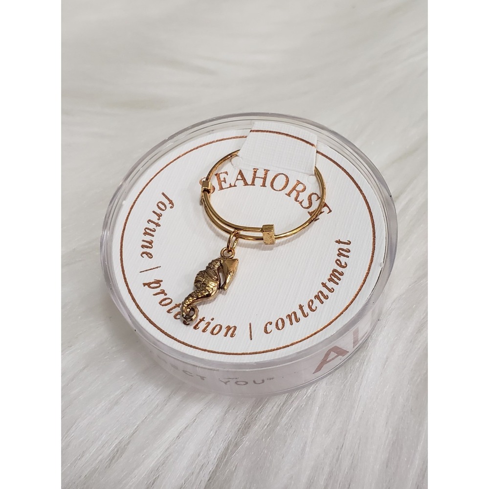 NEW Alex and Ani Seahorse Adjustable Ring WIRE .925 STERLING SILVER GOLD PLATED